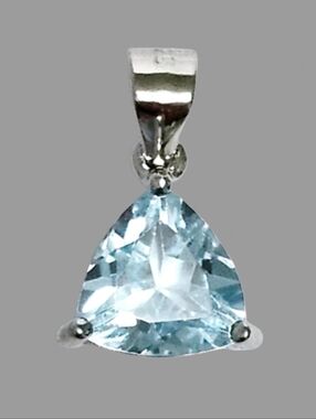 1.75ct Swiss Blue Topaz Trillion Solitaire Sterling Silver Pendant